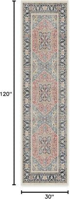 RUGGABLE Washable Vintage Runner Rug – Kamran Cayenne Red 2.5x10, Stain-Resistant, Non-Slip Hallway Runner – Machine Washable Rug for Hallway, Entryway, Living Room & Kitchen–with Cushioned Pad