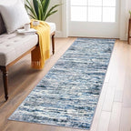 Modern Abstract Runner Rug 2x6, Grey Blue White Washable Kitchen Runner Non-Slip Soft Hallway Rug Runner Thin Print Faux Wool Carpet for Entryway Bedroom Laundry Room Indoor Home Decor
