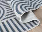 Annabel Modern Geometric Area Rug for Living Room, 4x6 Contemporary Arched and Linear Blue Rug, High-Low Pile Stain Resistant Carpet for Bedroom, Dining Room or Kitchen (4' x 6', Blue)