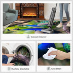 Peacock Rugs for Bedroom - 6x9 Rug, Peacock Couples Area Rugs for Living Room, Nature Carpet, Peafowl Washable Area Mat, Malachite Green Feather Carpet - Peafowl Home Decor & Gifts