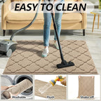 Timo Indoor Doormat, Front Door Mat 36"x59" Absorbent Rubber Backing Non Slip Door Mats, Machine Washable Resist Dirt Low Profile Rugs for Entryway, Front Door Rugs Indoor for Muddy Wet Shoes, Beige