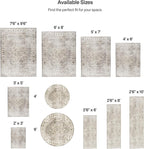 ReaLife Rugs Machine Washable Area Rug Runner - Living Room Bedroom Bathroom Kitchen Entryway Office - Padded Low Pile Stain Resistant Premium - Boho Farmhouse Vintage - Joy - Beige Ivory 2'6" x 6'