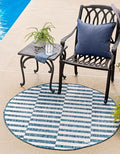 Unique Loom Outdoor Striped Collection Area Rug - Striped (10' Round Blue/Ivory)
