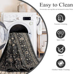 Area Rug Non Slip Machine Washable Ultra Soft Living Room/Bedroom/Kitchen/Outdoor/Classroom Black Grey, 4'×6'