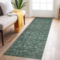 Vintage Floral 2x6 Runner Rug, Dark Green Washable Kitchen Runner Rug Non-Slip Hallway Rug Runner Boho Thin Printed Faux Wool Super Soft Carpet for Entryway Bedroom Laundry Room Indoor