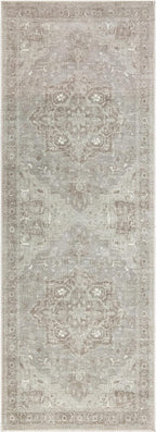 Bloom Rugs Washable Non-Slip 7 ft Runner - Beige/Gray Traditional Runner for Entryway, Hallway, Bathroom, and Kitchen - Exact Size: 2.5' x 7'
