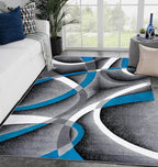 2305 Geometric Abstract Turquoise 9x12 Area Rugs for Living Room