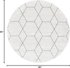 Unique Loom Trellis Frieze Collection Area Rug - Geometric (7' Round, Ivory/ Gray)