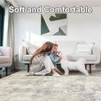 Washable Area Rug for Living Room 6x9 - Neutral Modern Abstract Rugs, Soft Non Slip Carpet with for Bedroom, Under Dining Room Table, Home, Office, Dorm - Brown Grey