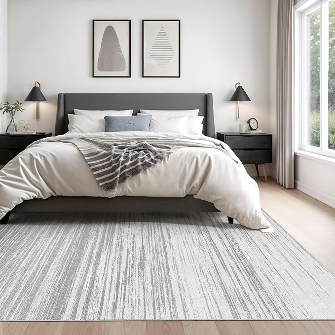 Valenrug Washable Rugs 6x9 - Non Slip 6x9 Area Rugs for Living Room, Stain Resistant Area Rugs for Bedroom, Foldable Machine Washable Area Rug(6'x9', Grey)
