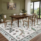 8x10 Area Rugs Living Room Rug: Vintage Washable Rug Floral Soft Carpet Indoor Floor Non-Slip Boho Stain Resistant Large Carpets for Bedroom Kids Nursery Dining Room Farmhouse Home Office Beige