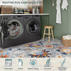 Lahome Floral Indoor Rugs for Entryway - 2x3 Washable Non-Slip Soft Bathroom Rug, Throw Small Area Rug for Bedroom Non-Shedding Grey Paisley Print Doormat Capet for Kitchen Sink Laundry Room Bedside