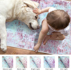 Modern Abstract 2x3 Girls Room Rug, Machine Washable Blush Pink Sky Blue Small Area Rug Thin Kitchen Mat Non-Slip, Print Faux Wool Soft Floor Carpet for Girl Women's Bedroom Entryway Bedside