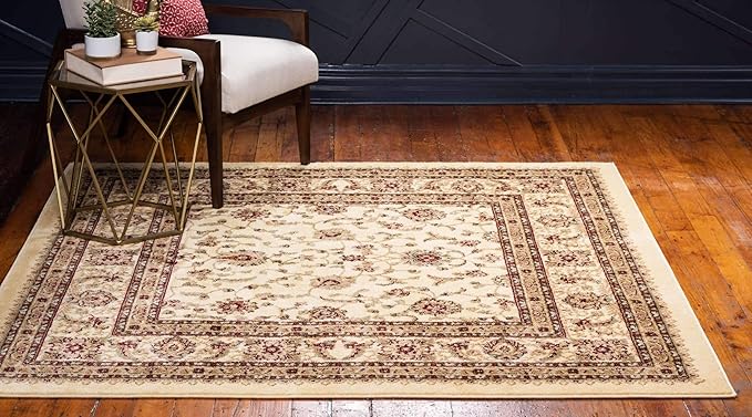 Unique Loom Voyage Collection Traditional Oriental Classic Intricate Design Area Rug (10' 0 x 10' 0 Square, Ivory/Gold)