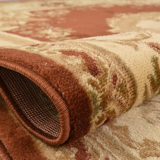 Rugs.com Chateau Collection Rug – 4 Ft Square Brick Red Medium Rug Perfect for Living Rooms, Kitchens, Entryways