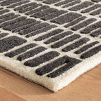 Dash and Albert Roark Wool Area Rug - 9.5 X 13.5 Charcoal Geometric Hand Tufted Accent Rug - Durable, High Traffic Areas Hallway, Living Room, Stairs - Premium Luxury Hotel Quality Soft Breathable