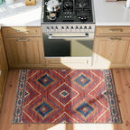 Area Rug 2x4 Rug Machine Washable Non-Slip Low Pile Print Pattern Western Rug for Living Room Bedroom Entryway Tribal Series-Red/Orange