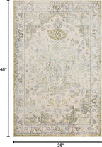 Nourison Home Astra Machine Washable Blue Green 2'2" x 4' Area Rug - Easy Clean, Non Shedding, Bed Room, Living Room, Dining Room, Kitchen (2' x 4')