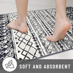 KUTA Boho Runner Rug for Hallway 2.6x16 Moroccan Washable Black Navy Blue Rugs Non-Slip Vintage Long Kitchen Runners Soft Geometric Floor Carpet for Bedroom Laundry Living Room