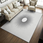 Mid Century Rugs for Living Room -Minimalist Sun Rug, 3x5 ft, Black and White Area Rug, Modern Abstract Washable Non-Slip Rugs for Entryway, Optical Illusion Home Decor & Gifts