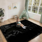 6x9 Shag Large Rugs for Living Room Bedroom, Fluffy Soft Durable Non-Shedding, Shaggy Bedside Rug for Dorm, Indoor Floor Carpet for Kids Girls and Boys, Dorms, Nursery Rooms, Home Decor, Black