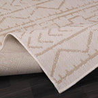Beverly Rug Waikiki Indoor Outdoor Rug 6x9, Washable Outside Carpet for Patio, Deck, Porch, Trellis Area Rug, Water Resistant, Beige - White