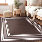 Beverly Rug Non Slip Area Rugs 8x10 Modern Bordered Non Skid Rubber Backing Soft Area Rug for Living Dining Room Easy to Clean Non Shedding Kitchen Bedroom Indoor Carpet 8 x 10 Brown