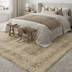 Brown 6x9 Area Rug for Living Room Washable Vintage Distressed Large Carpet Bedroom Low Pile Non Slip Indoor Soft Retro Throw Accent Rug Office Kitchen Bathroom Dining Room