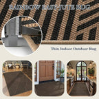 Lahome Modern Geometric Outdoor Easy Jute Rug, 3x5 Indoor Outdoor Rugs for Living Room Black Entryway Carpet, Farmhouse Washable Non Slip Carpet for Patio Courtyard Bedroom