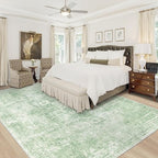 Area Rug 10x14 Washable Rug, Vintage Boho Medallion Rugs Non-Slip Soft Low Pile Large Distressed Rug Indoor Retro Carpet for Living Room Bedroom Dining Room Home Office (Sage Green, 10'x14')