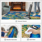 Peacock Rug Large - 8x10 Rug, Turquoise Teal Peafowl Washable Rugs for Living Room, Peafowl Decor Carpet, Modern Style Non-Slip Area Rugs for Bedroom, Aesthetics Carpet - Peafowl Home Decor & Gifts
