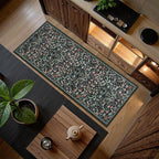 Lahome Floral Kitchen Runner, 2x6 Black Washable Runner Rug Non Slip, Soft Low Pile Stain Resistant Bathroom Laundry Floor Carpet, Boho Thin Long Carpet for Entryway