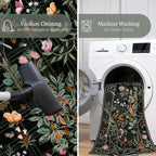 Morebes Floral Washable Runners for Hallways 2x8 Non Slip, Boho Flower Entryway Runner Rug, Botanical Birds Indoor Ultra-Thin Soft Floor Carpet Runners for Kitchen Laundry Bath Room Entrance, Black