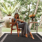 CAMILSON Outdoor Rug 5x7,Modern Outside Rugs for Patios Porches Waterproof Durable Washable Non-Shedding, Easy-to-Clean Indoor Outdoor Area Carpet (5 x 7, Bordered - Dark Gray/Light Gray)