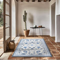 EVERGRACE Area Rugs for Living Room 3x5, Boho Floral Faux Wool Indoor Outdoor Rugs, Washable Rugs for Bedroom Entryway Dining Room Hallyway, Low Pile Floor Mat Carpet for Home Decor, Porcelain Blue