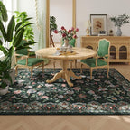Rugcomf Vintage Paisley Rugs for Living Room 5'x7' - Machine Washable Area Rug, Non-Slip Low Pile Floral Carpet for Bedroom, Dining Room, Farmhouse, Office, Kids Playroom - Green