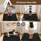 COSY HOMEER Dirt Trapper Door Mat 32"x48",Non-Slip Entryway Rugs,Washable Welcome Mat,Absorbent Entrance Mats,Low Pile Dog Door Mats for Front Back Doomats and Wet Shoes,Black