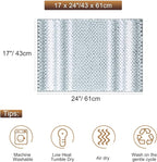 PiccoCasa Chenille Bathroom Rug, Soft Fluffy Absorbent Bath Mat, Medium Pile Striped Carpet Washable Non Slip Bathroom Floor Mats(17"x24",Light Blue & White)