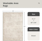 Valenrug Washable Rugs 5x7 - Non Slip 5x7 Area Rugs for Living Room, Stain Resistant Area Rugs for Bedroom, Foldable Machine Washable Area Rug(5'x7', Brown)
