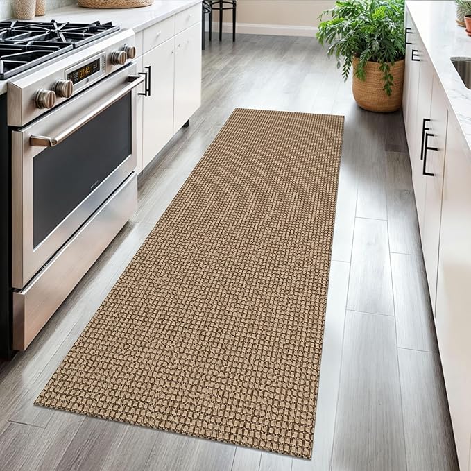 Braided Runner Rug 2x5 Ft Washable Runners for Hallways Non Slip Kitchen Runner Rug Cotton Entryway Runner Indoor, Woven Floor Carpet for Hall Kitchen Bedroom, Orange/Tan/Brown