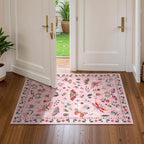 Lahome Insect Washable Rug, 2x3 Kitchen Rugs for Entryway Bathroom, Soft Door Mat Indoor Entrance Ultra-Thin, Small Non-Slip Throw Carpet for Bedroom Entry, Pink