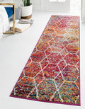 Unique Loom Trellis Frieze Collection Area Rug - Geometric (2' x 8' 8" Runner, Multi/ Ivory)