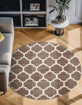 Rugs.com Lattice Collection Rug – 3 Ft Round Brown Medium-Pile Rug Perfect for Kitchens, Dining Rooms