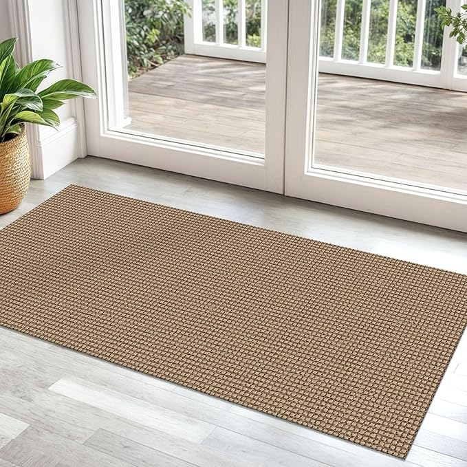 Braided Runner Rug 2x5 Ft Washable Runners for Hallways Non Slip Kitchen Runner Rug Cotton Entryway Runner Indoor, Woven Floor Carpet for Hall Kitchen Bedroom, Orange/Tan/Brown