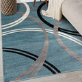 Rugshop Modern Wavy Circles Design Area Rug, Fade-Resistant Carpet for Entryway, Bathroom, or Kitchen, Blue, 3'3" x 5'