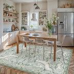 Lahome Boho Animal Washable Rugs for Living Room 8x10, Green Soft Rugs for Bedroom, Botanical Large Boho Non Slip Dining Room Carpet for Under Table Office Kids Playroom (8x10ft,Light Green)