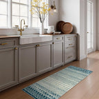 Moroccan Small Rug for Bedroom 2x4, Soft Non-Slip Indoor Door Mats for Entryway, Low-Pile Non-Shedding Blue Rug Vintage Rugs for Kitchen Bathroom Laundry Room