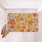 Erosebridal Hippie Flower Bath Rugs Groovy Birthday Decorations Bathroom Mats Cute Rainbow Floral Bath Carpets 20x32 for Girls Women Bedroom Decor Retro 70s Theme Floor Mats