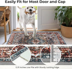 KOZYFLY Area Rug 3x16 Ft Washable Boho Runner Rug for Entryway Hallway Indoor Printed Faux Wool Carpet for Kitchen Bedroom Hall, Brick Red/Orange/Green