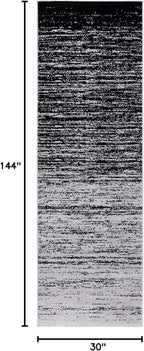 SAFAVIEH Adirondack Collection Runner Rug - 2'6" x 12', Silver & Black, Modern Ombre Design, Non Shedding & Easy to Clean, Ideal for Hallway, Foyer, Kitchen, Entryway, Bedroom (ADR113A)